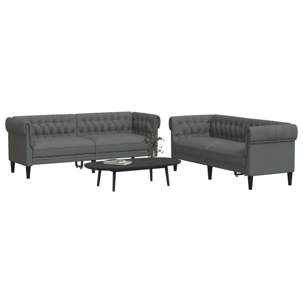 2-delige Loungeset stof donkergrijs Banken | Creëer jouw Trendy Thuis | Gratis bezorgd & Retour | Trendy.nl