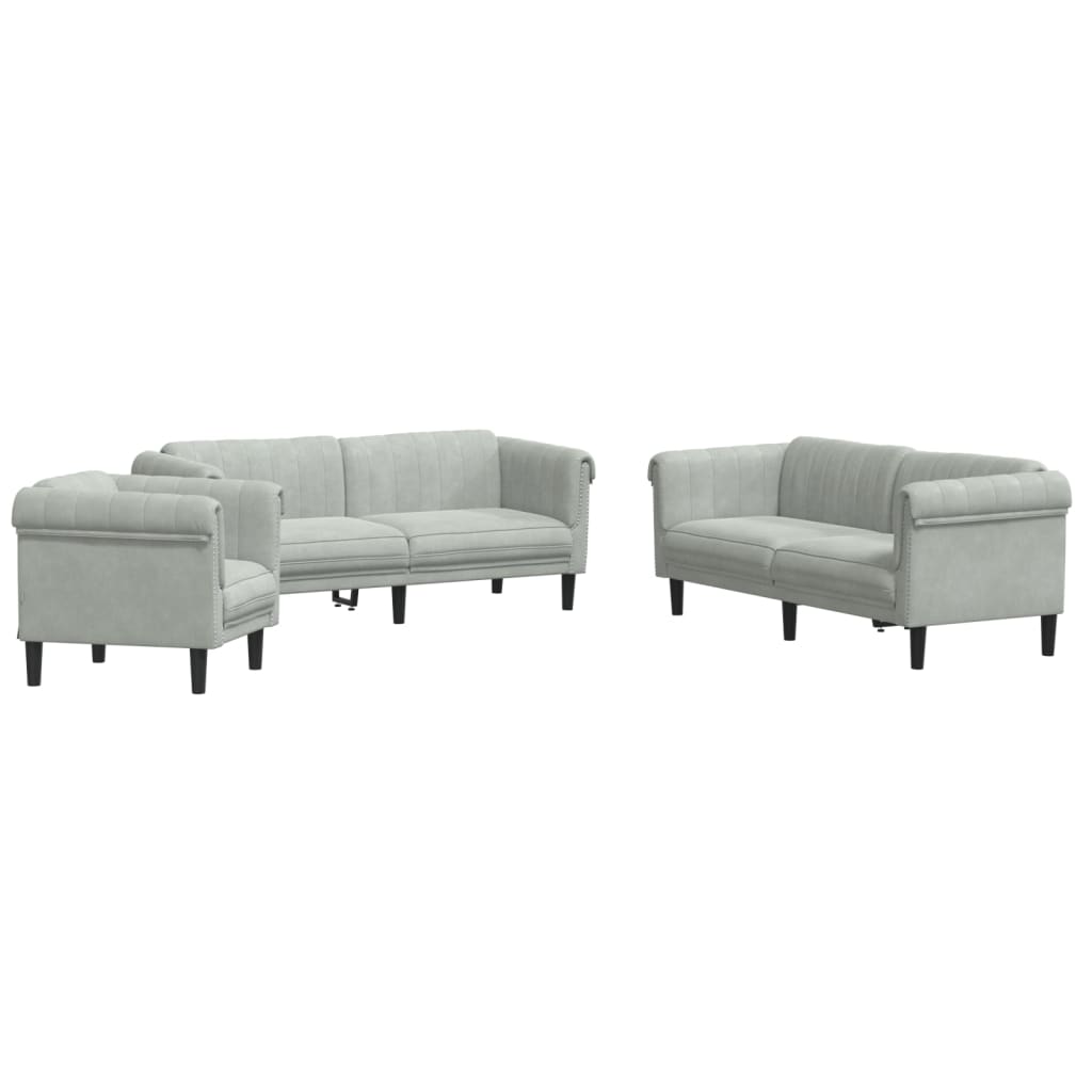 3-delige Loungeset fluweel lichtgrijs Banken | Creëer jouw Trendy Thuis | Gratis bezorgd & Retour | Trendy.nl