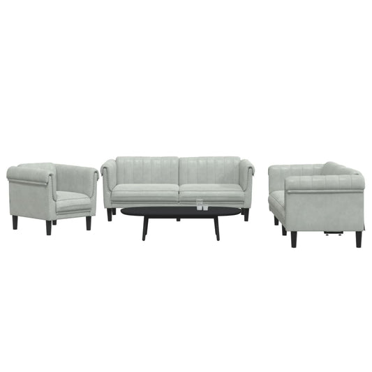 3-delige Loungeset fluweel lichtgrijs Banken | Creëer jouw Trendy Thuis | Gratis bezorgd & Retour | Trendy.nl