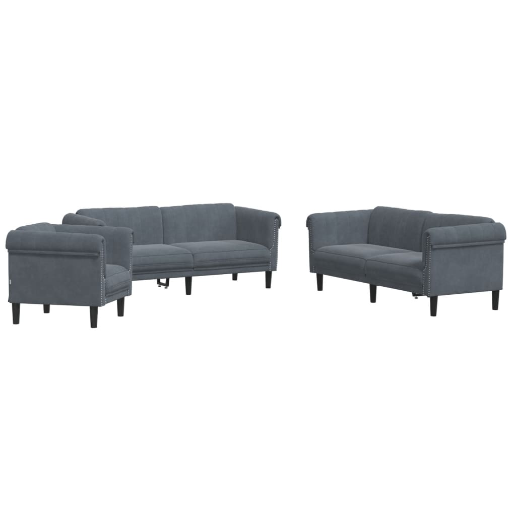 3-delige Loungeset fluweel donkergrijs Banken | Creëer jouw Trendy Thuis | Gratis bezorgd & Retour | Trendy.nl