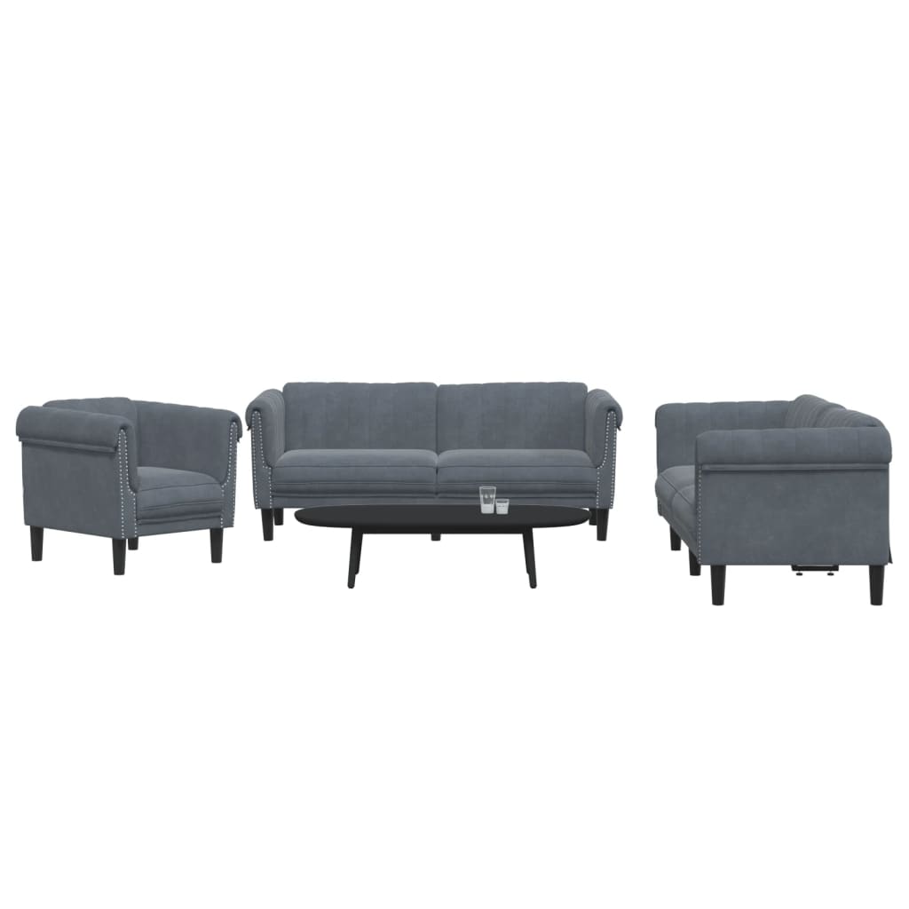 3-delige Loungeset fluweel donkergrijs Banken | Creëer jouw Trendy Thuis | Gratis bezorgd & Retour | Trendy.nl