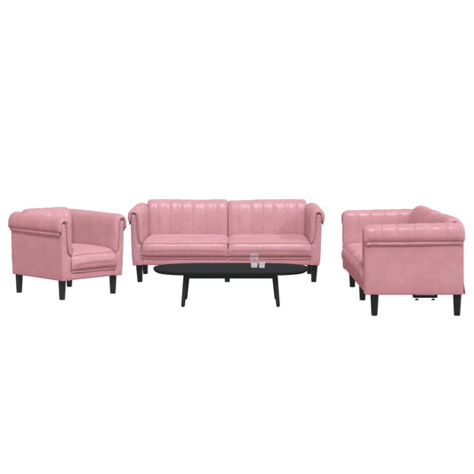 3-delige Loungeset fluweel roze