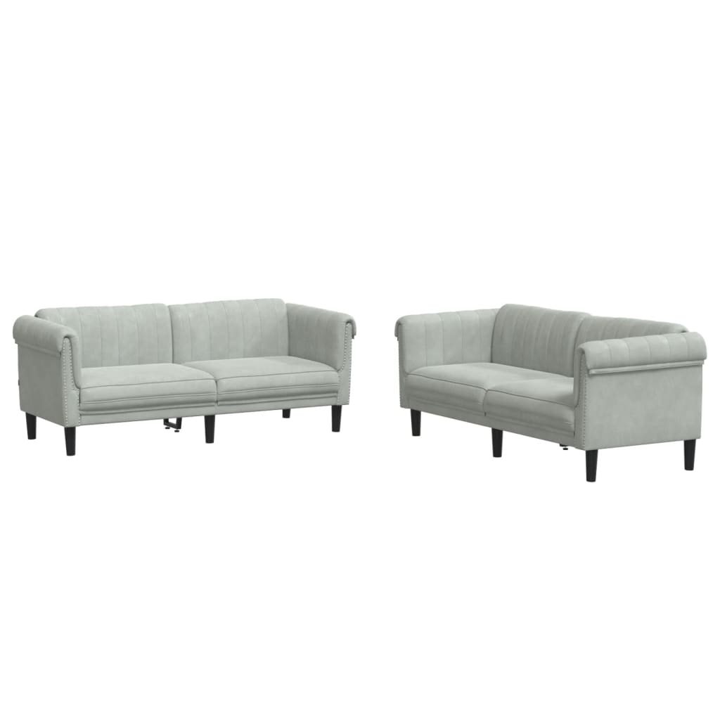 2-delige Loungeset fluweel lichtgrijs Banken | Creëer jouw Trendy Thuis | Gratis bezorgd & Retour | Trendy.nl