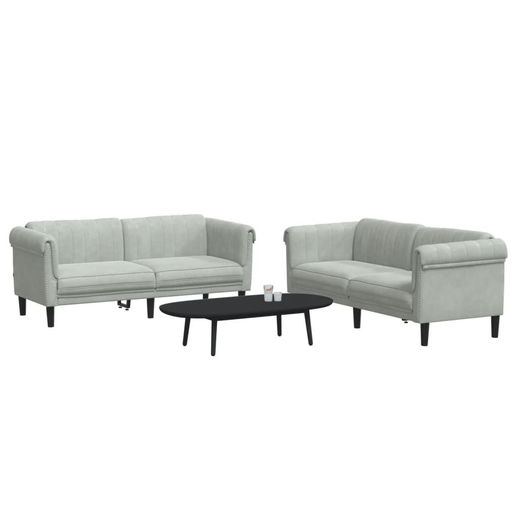 2-delige Loungeset fluweel lichtgrijs Banken | Creëer jouw Trendy Thuis | Gratis bezorgd & Retour | Trendy.nl