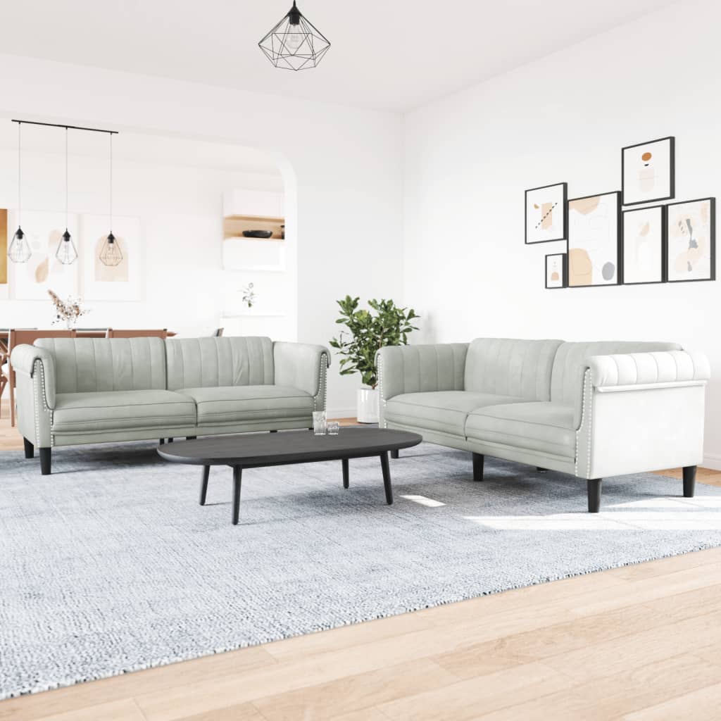 2-delige Loungeset fluweel lichtgrijs Banken | Creëer jouw Trendy Thuis | Gratis bezorgd & Retour | Trendy.nl