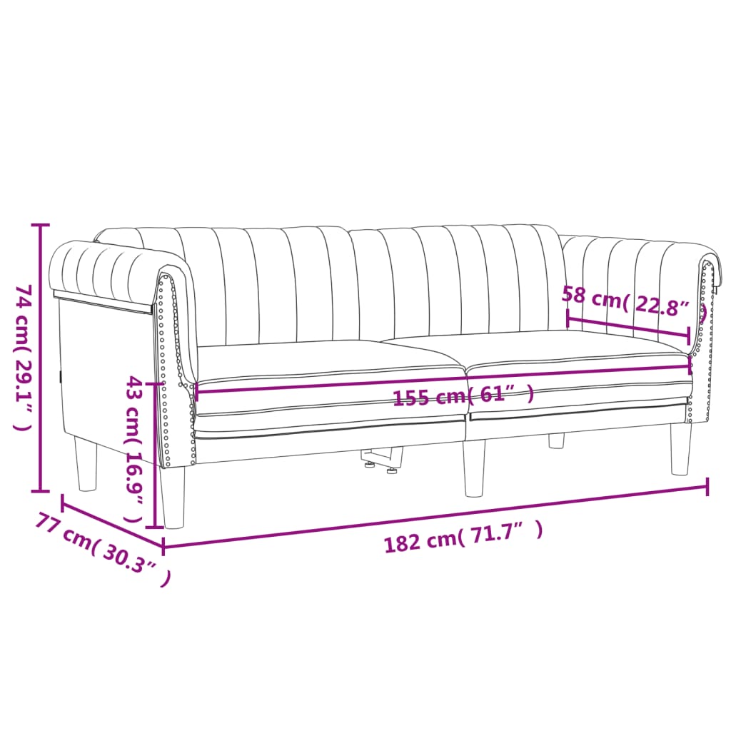 2-delige Loungeset fluweel donkergrijs