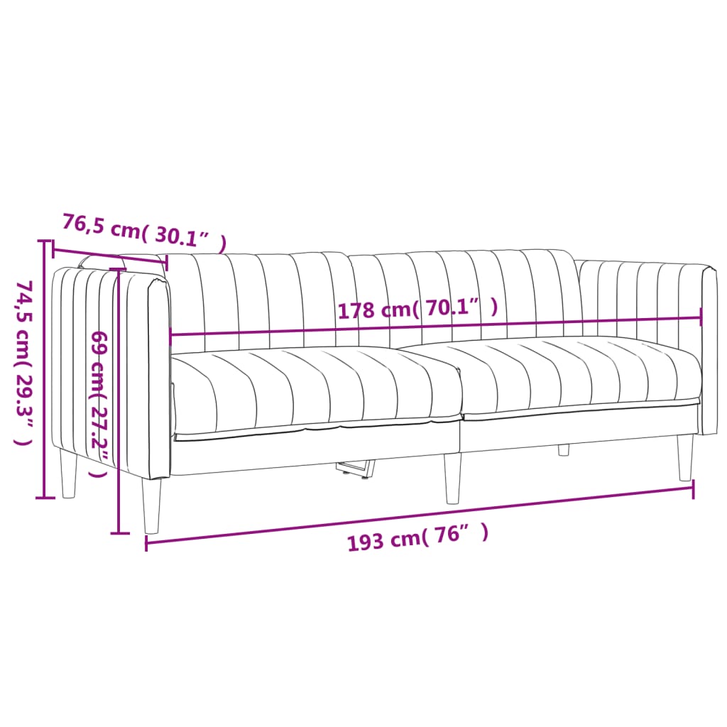 3-delige Loungeset stof lichtgrijs