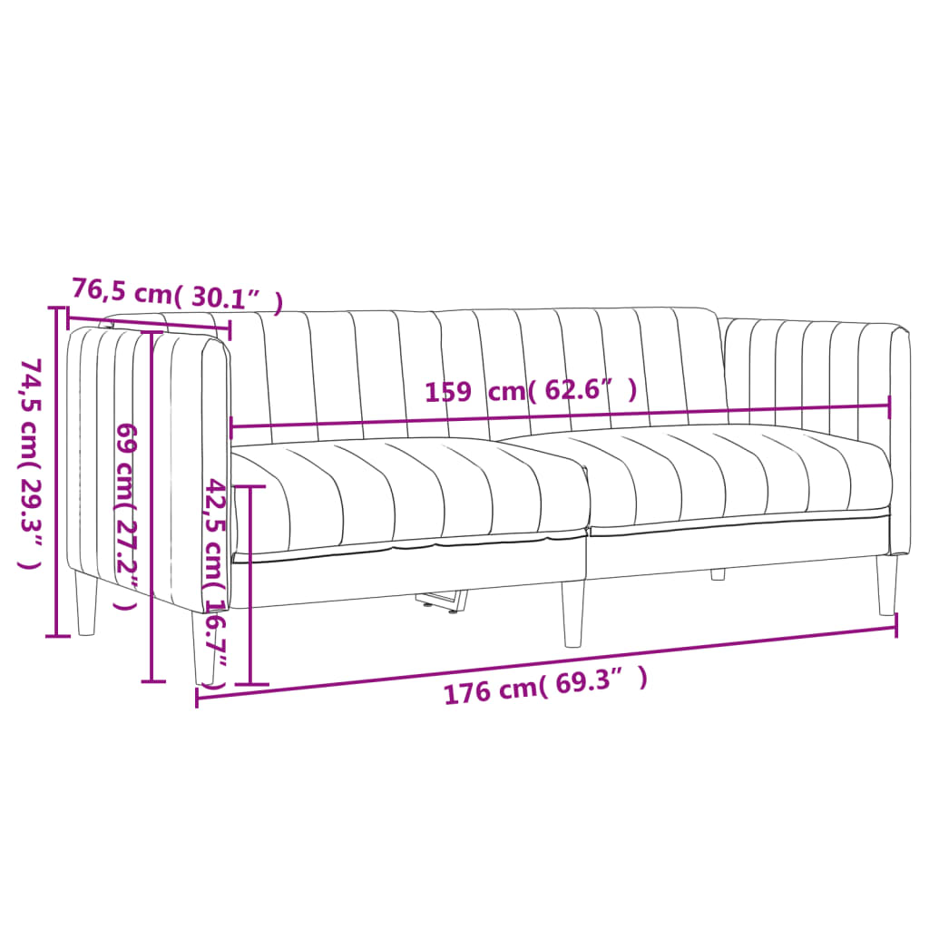 3-delige Loungeset stof lichtgrijs