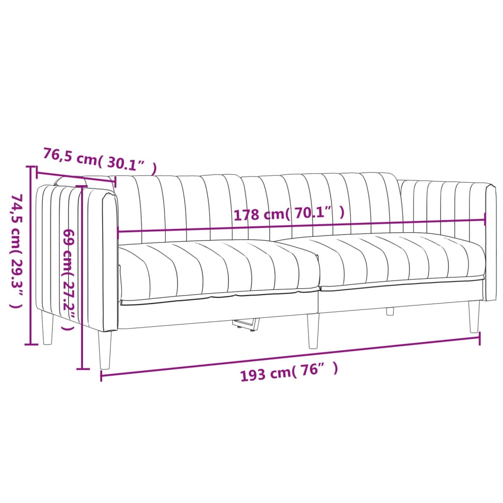 3-delige Loungeset stof zwart