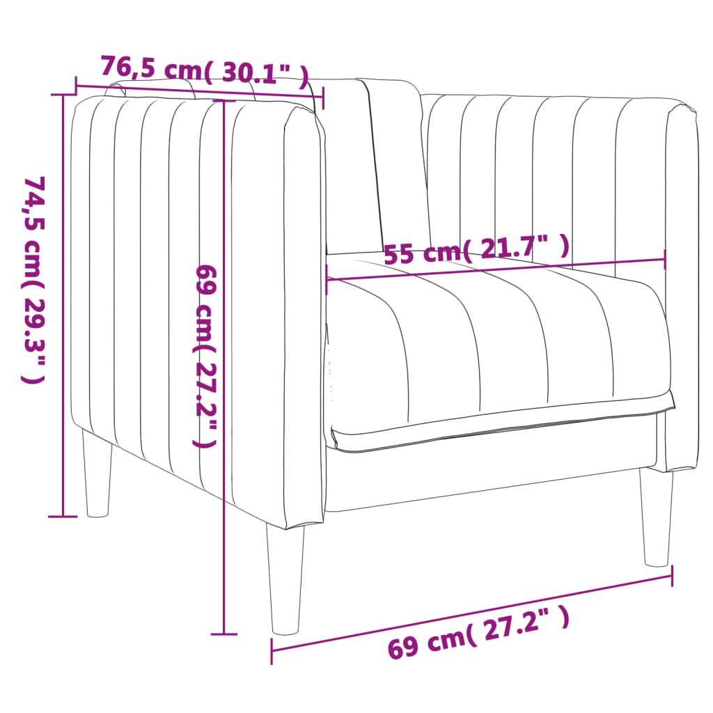 3-delige Loungeset stof zwart