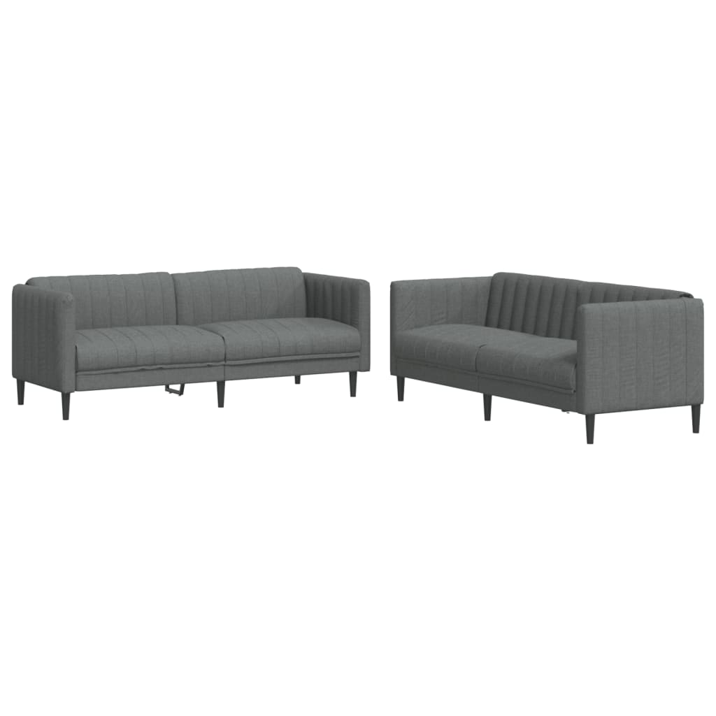 2-delige Loungeset stof donkergrijs Banken | Creëer jouw Trendy Thuis | Gratis bezorgd & Retour | Trendy.nl