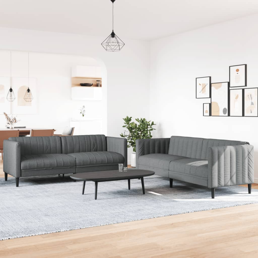 2-delige Loungeset stof donkergrijs Banken | Creëer jouw Trendy Thuis | Gratis bezorgd & Retour | Trendy.nl