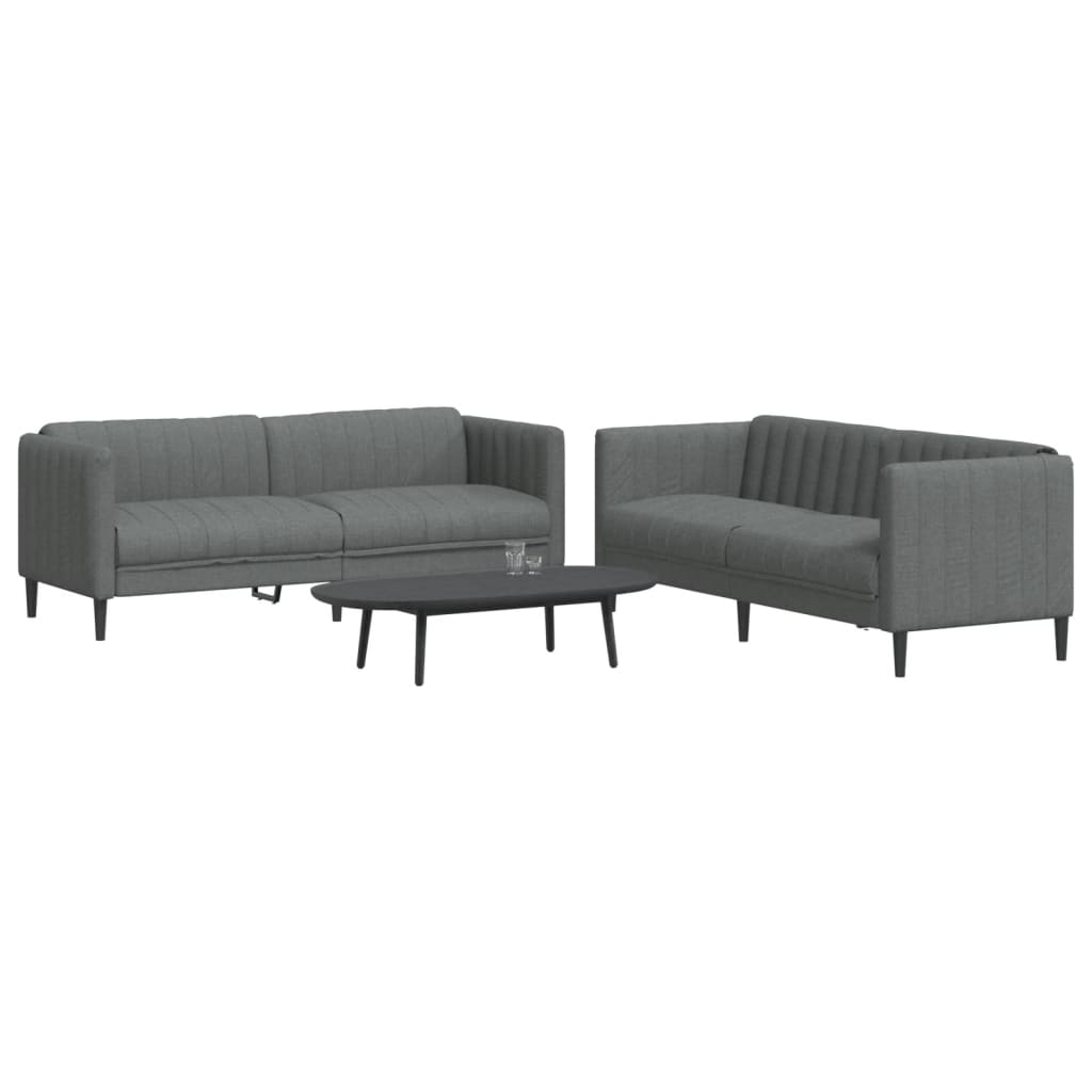 2-delige Loungeset stof donkergrijs Banken | Creëer jouw Trendy Thuis | Gratis bezorgd & Retour | Trendy.nl