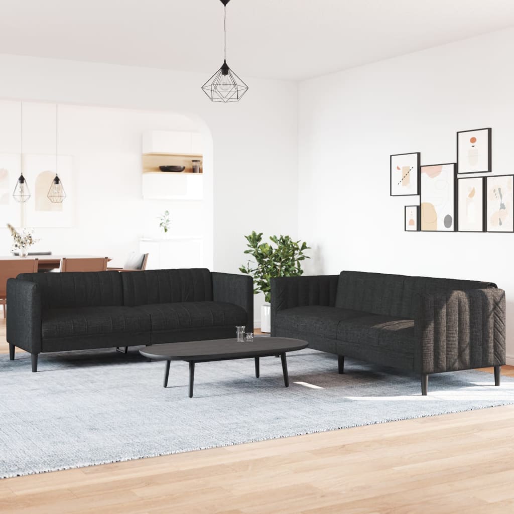 2-delige Loungeset stof zwart Banken | Creëer jouw Trendy Thuis | Gratis bezorgd & Retour | Trendy.nl