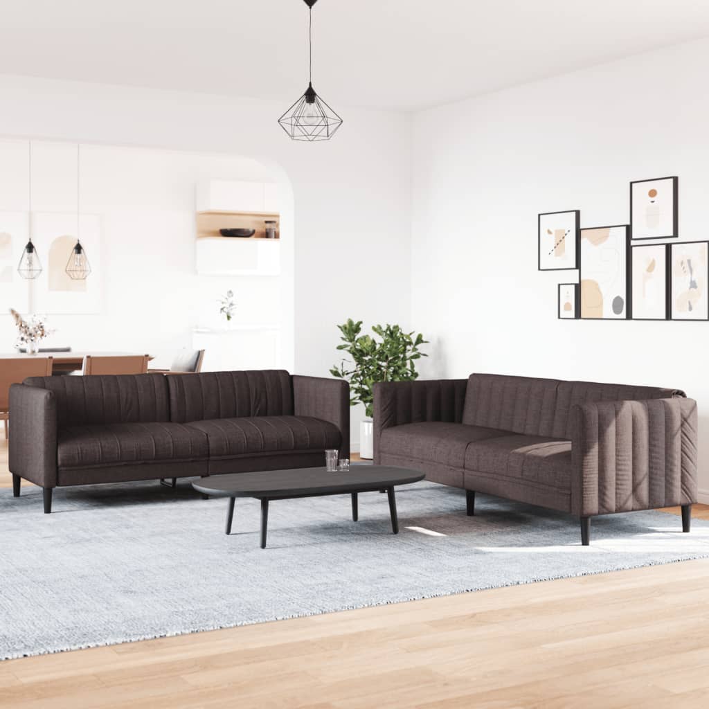 2-delige Loungeset stof donkerbruin Banken | Creëer jouw Trendy Thuis | Gratis bezorgd & Retour | Trendy.nl