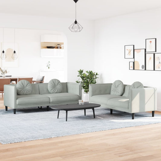 2-delige Loungeset met kussens fluweel lichtgrijs Banken | Creëer jouw Trendy Thuis | Gratis bezorgd & Retour | Trendy.nl