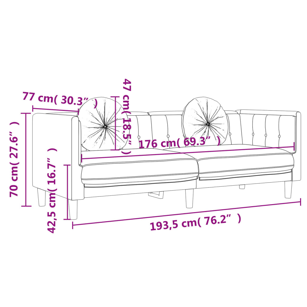 2-delige Loungeset met kussens fluweel wijnrood Banken | Creëer jouw Trendy Thuis | Gratis bezorgd & Retour | Trendy.nl