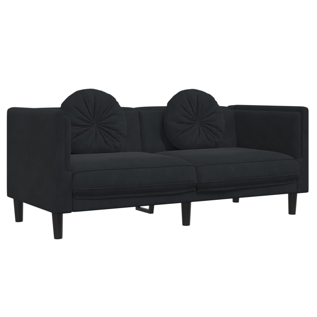 2-delige Loungeset met kussens fluweel zwart Banken | Creëer jouw Trendy Thuis | Gratis bezorgd & Retour | Trendy.nl