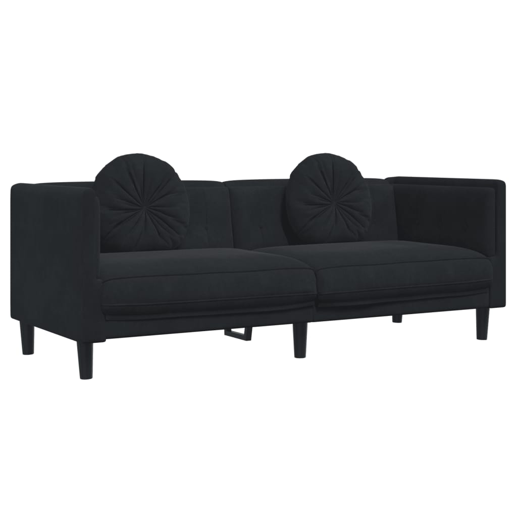 2-delige Loungeset met kussens fluweel zwart Banken | Creëer jouw Trendy Thuis | Gratis bezorgd & Retour | Trendy.nl