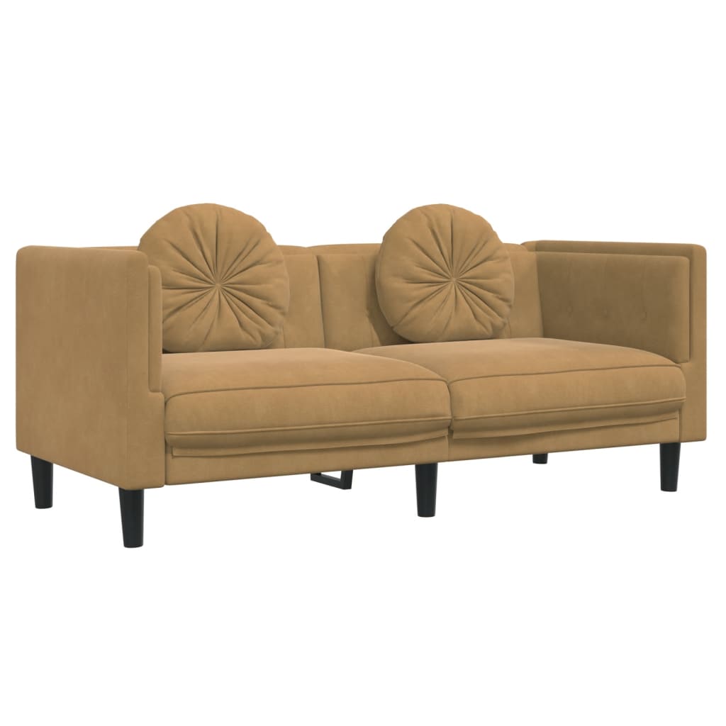 2-delige Loungeset met kussens fluweel bruin Banken | Creëer jouw Trendy Thuis | Gratis bezorgd & Retour | Trendy.nl