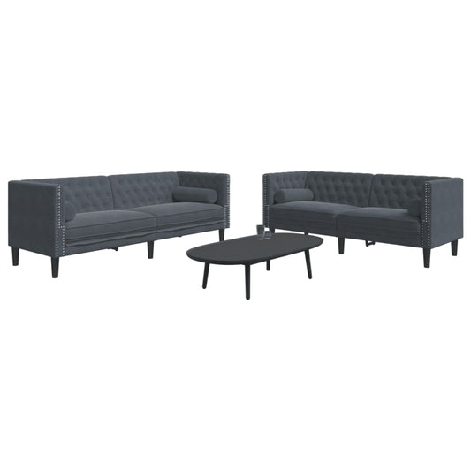 2-delige Loungeset Chesterfield en bolsters fluweel donkergrijs Banken | Creëer jouw Trendy Thuis | Gratis bezorgd & Retour | Trendy.nl