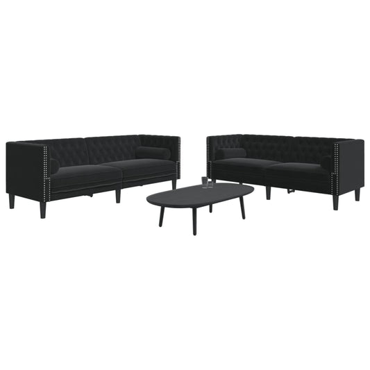 2-delige Loungeset Chesterfield met bolsters fluweel zwart Banken | Creëer jouw Trendy Thuis | Gratis bezorgd & Retour | Trendy.nl