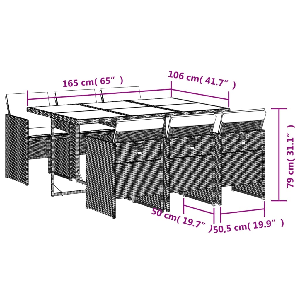 7-delige Tuinset met kussens poly rattan zwart Tuinsets | Creëer jouw Trendy Thuis | Gratis bezorgd & Retour | Trendy.nl