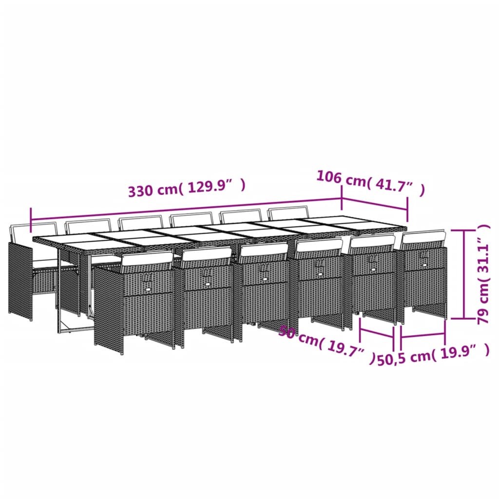 13-delige Tuinset met kussens poly rattan gemengd beige Tuinsets | Creëer jouw Trendy Thuis | Gratis bezorgd & Retour | Trendy.nl