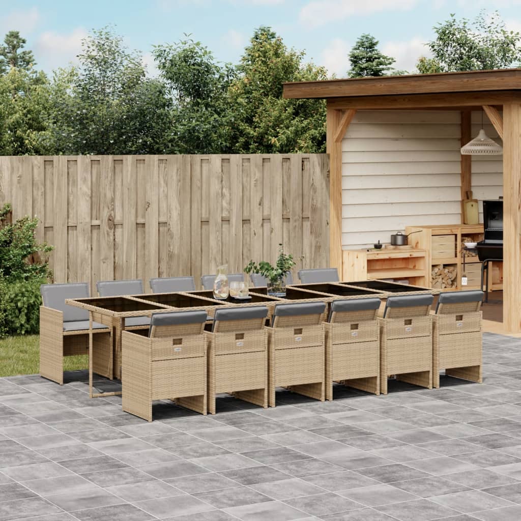 13-delige Tuinset met kussens poly rattan gemengd beige Tuinsets | Creëer jouw Trendy Thuis | Gratis bezorgd & Retour | Trendy.nl