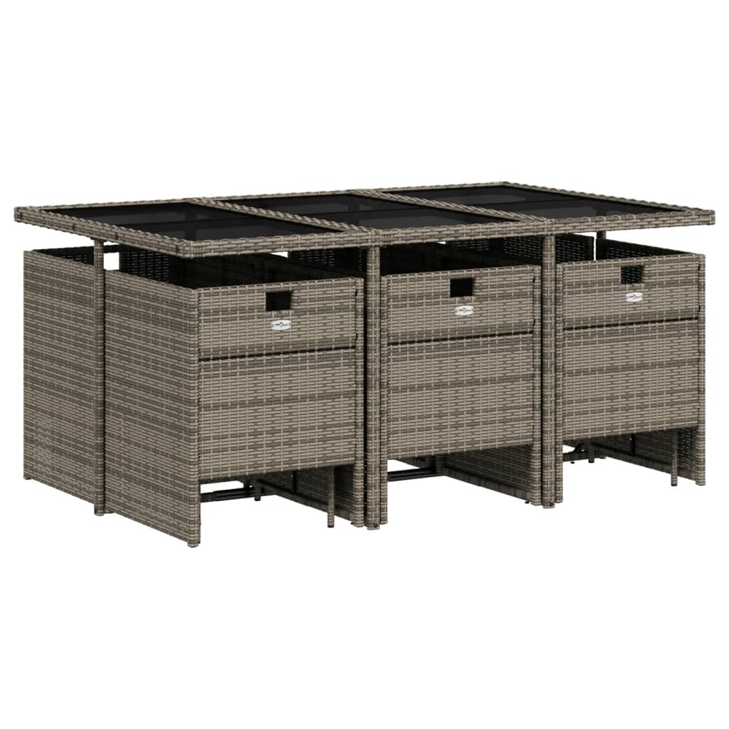 11-delige Tuinset met kussens poly rattan grijs Tuinsets | Creëer jouw Trendy Thuis | Gratis bezorgd & Retour | Trendy.nl