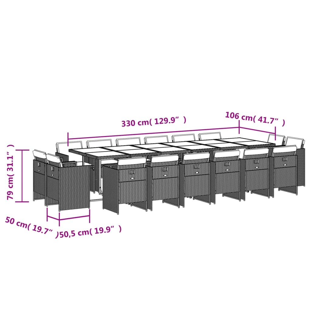 17-delige Tuinset met kussens poly rattan lichtgrijs Tuinsets | Creëer jouw Trendy Thuis | Gratis bezorgd & Retour | Trendy.nl