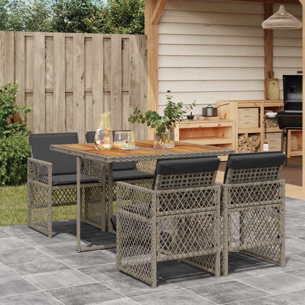 5-delige Tuinset met kussens poly rattan grijs Tuinsets | Creëer jouw Trendy Thuis | Gratis bezorgd & Retour | Trendy.nl