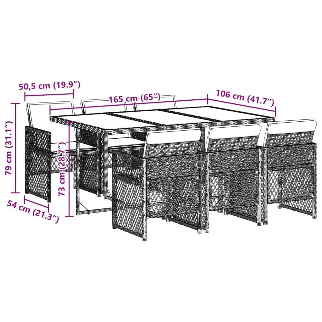 7-delige Tuinset met kussens poly rattan grijs Tuinsets | Creëer jouw Trendy Thuis | Gratis bezorgd & Retour | Trendy.nl