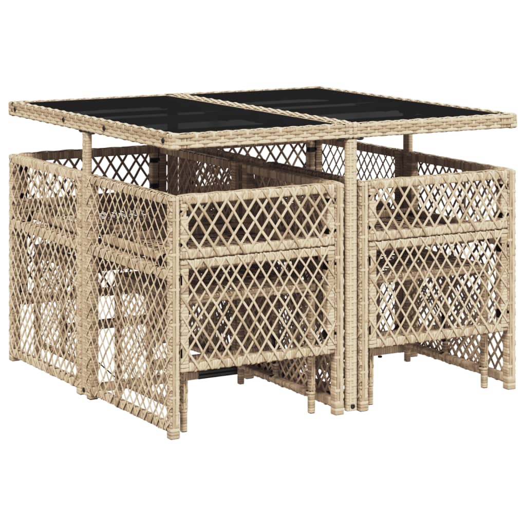 9-delige Tuinset met kussens poly rattan beige Tuinsets | Creëer jouw Trendy Thuis | Gratis bezorgd & Retour | Trendy.nl