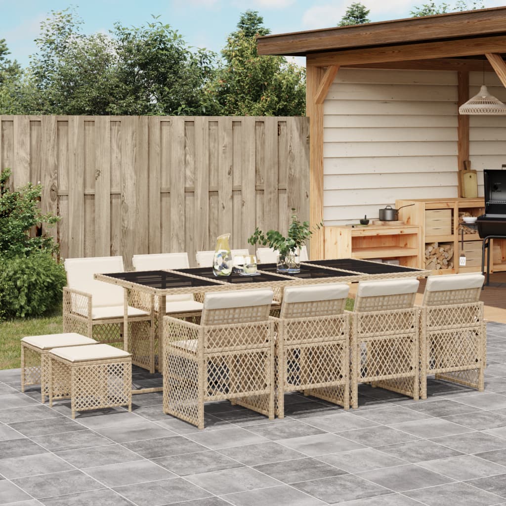 13-delige Tuinset met kussens poly rattan beige Tuinsets | Creëer jouw Trendy Thuis | Gratis bezorgd & Retour | Trendy.nl