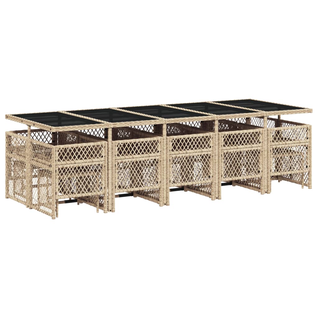 15-delige Tuinset met kussens poly rattan beige Tuinsets | Creëer jouw Trendy Thuis | Gratis bezorgd & Retour | Trendy.nl