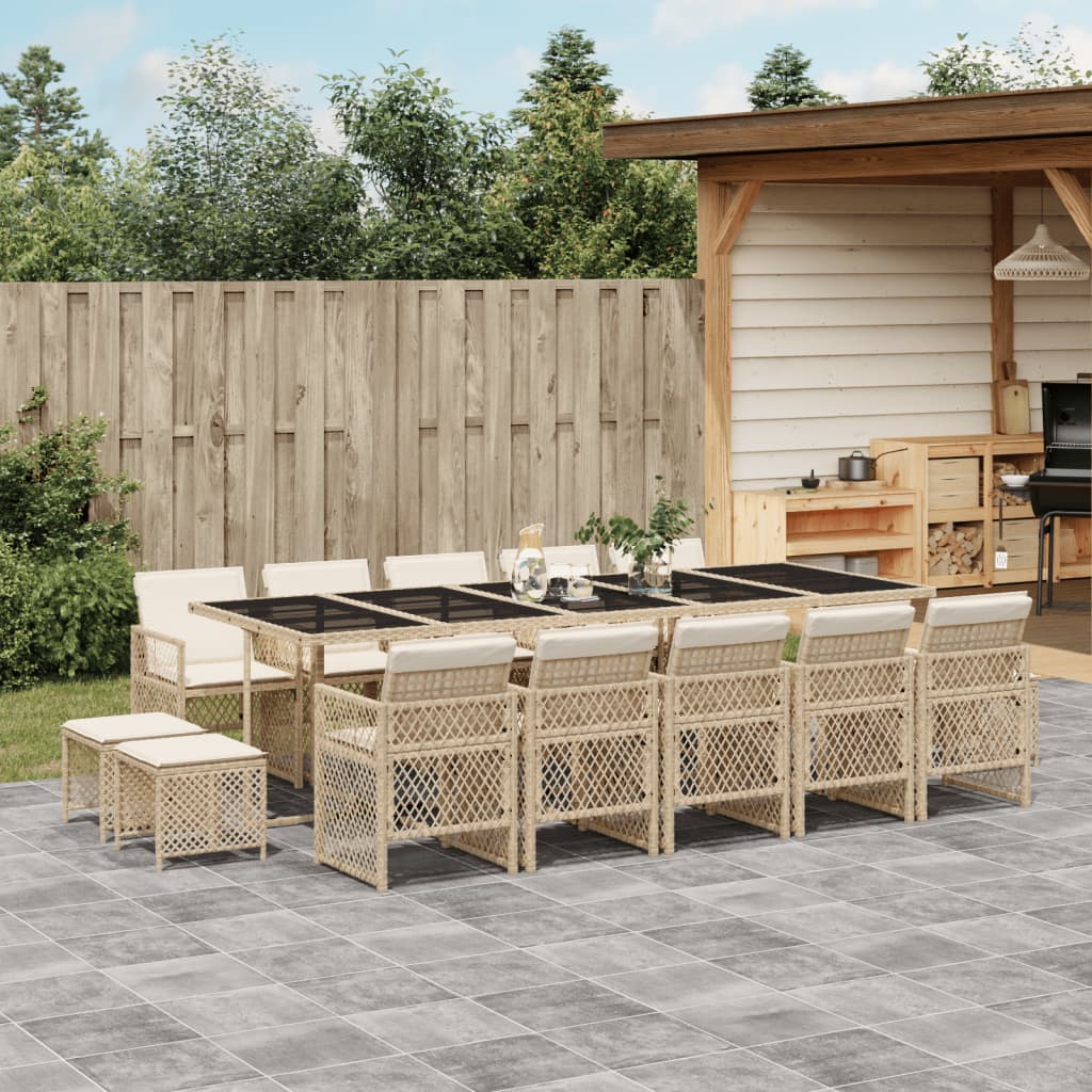 15-delige Tuinset met kussens poly rattan beige Tuinsets | Creëer jouw Trendy Thuis | Gratis bezorgd & Retour | Trendy.nl