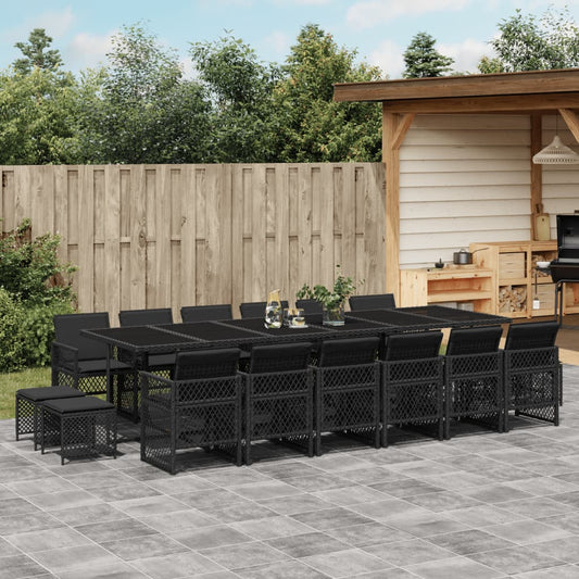 17-delige Tuinset met kussens poly rattan zwart Tuinsets | Creëer jouw Trendy Thuis | Gratis bezorgd & Retour | Trendy.nl