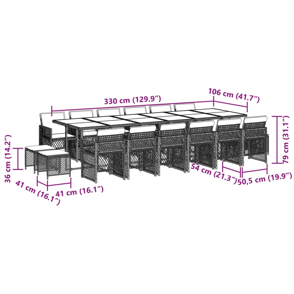 17-delige Tuinset met kussens poly rattan beige Tuinsets | Creëer jouw Trendy Thuis | Gratis bezorgd & Retour | Trendy.nl