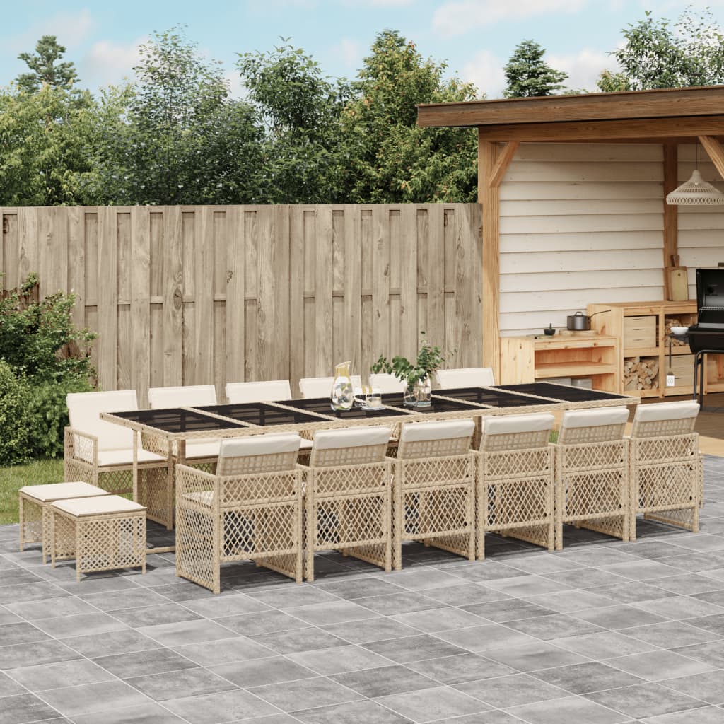 17-delige Tuinset met kussens poly rattan beige Tuinsets | Creëer jouw Trendy Thuis | Gratis bezorgd & Retour | Trendy.nl