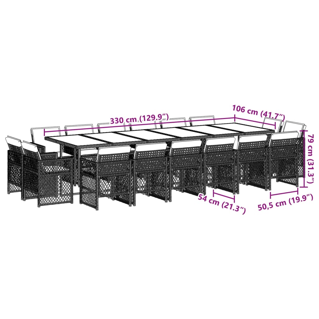 17-delige Tuinset met kussens poly rattan lichtgrijs Tuinsets | Creëer jouw Trendy Thuis | Gratis bezorgd & Retour | Trendy.nl