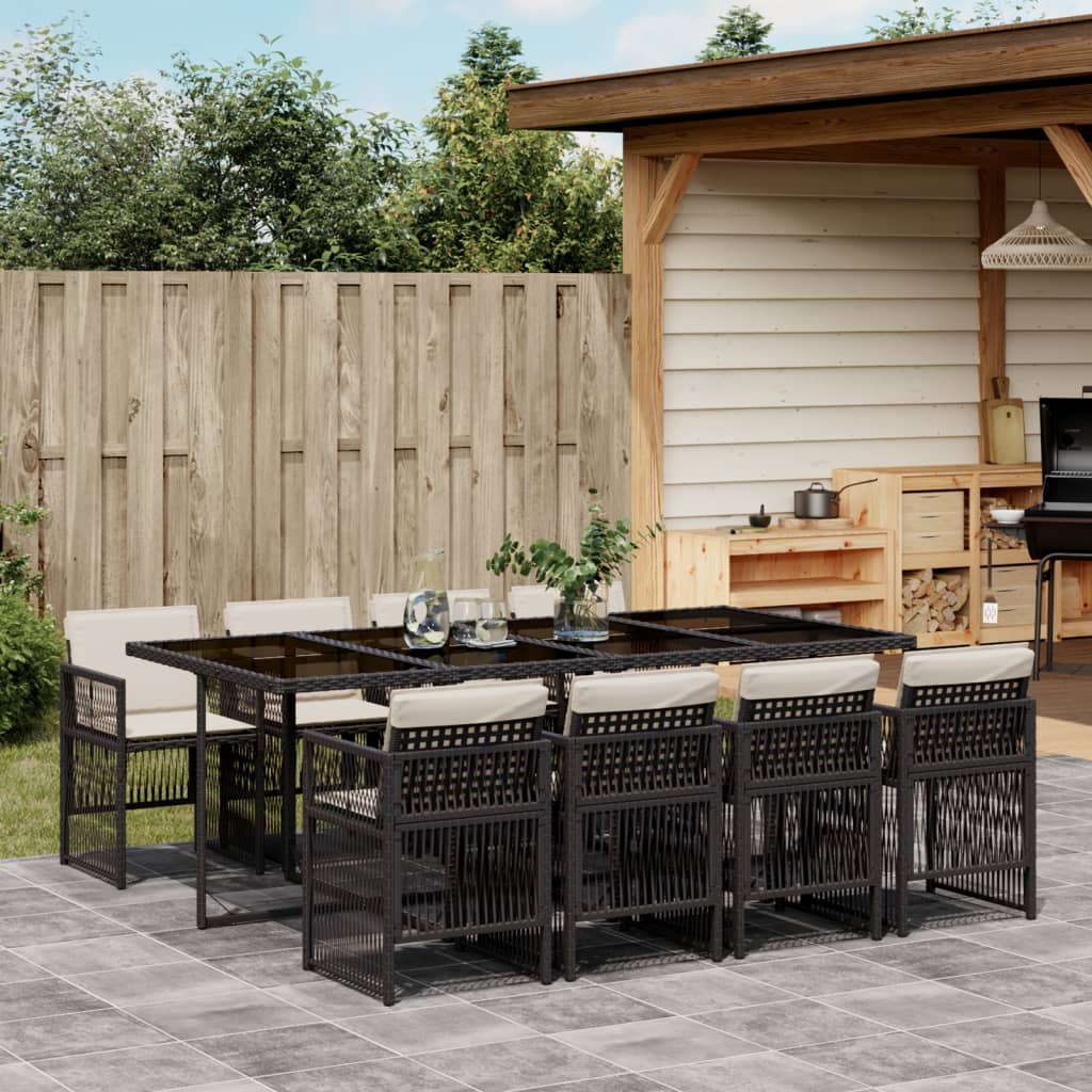 9-delige Tuinset poly rattan zwart