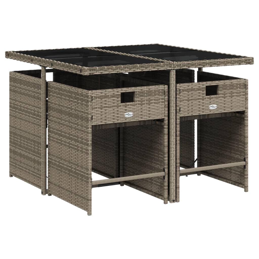 5-delige Tuinset met kussens poly rattan grijs Tuinsets | Creëer jouw Trendy Thuis | Gratis bezorgd & Retour | Trendy.nl