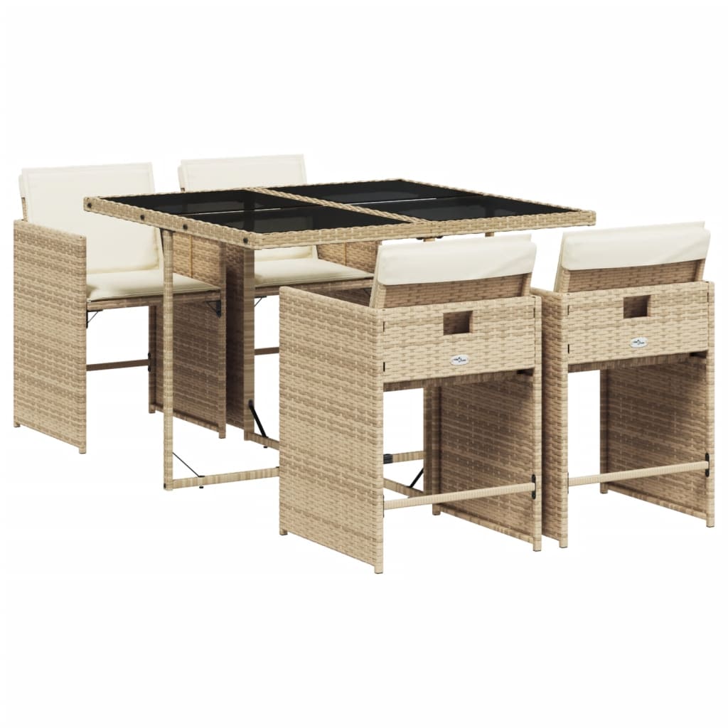 5-delige Tuinset met kussens poly rattan beige Tuinsets | Creëer jouw Trendy Thuis | Gratis bezorgd & Retour | Trendy.nl