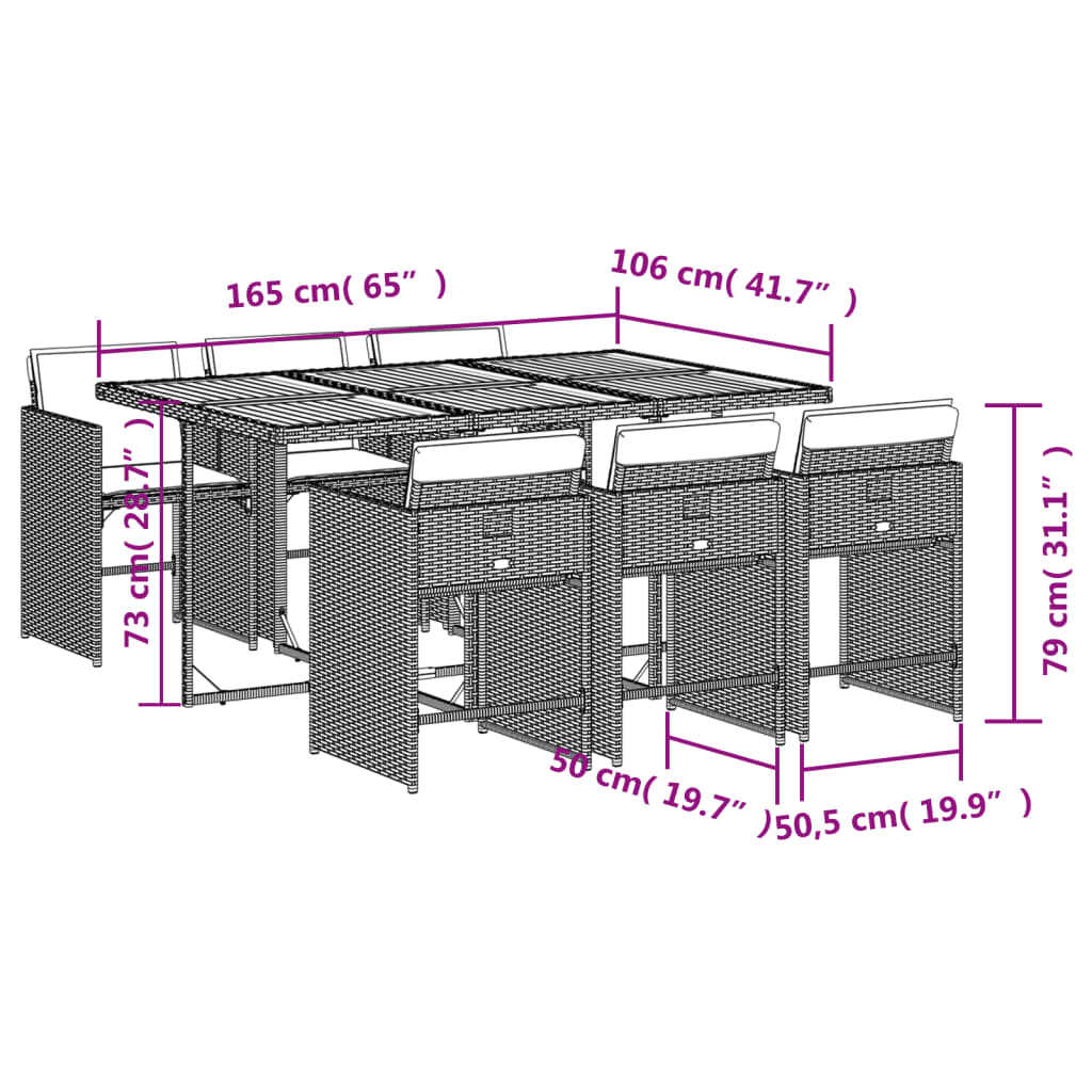 7-delige Tuinset met kussens poly rattan grijs Tuinsets | Creëer jouw Trendy Thuis | Gratis bezorgd & Retour | Trendy.nl