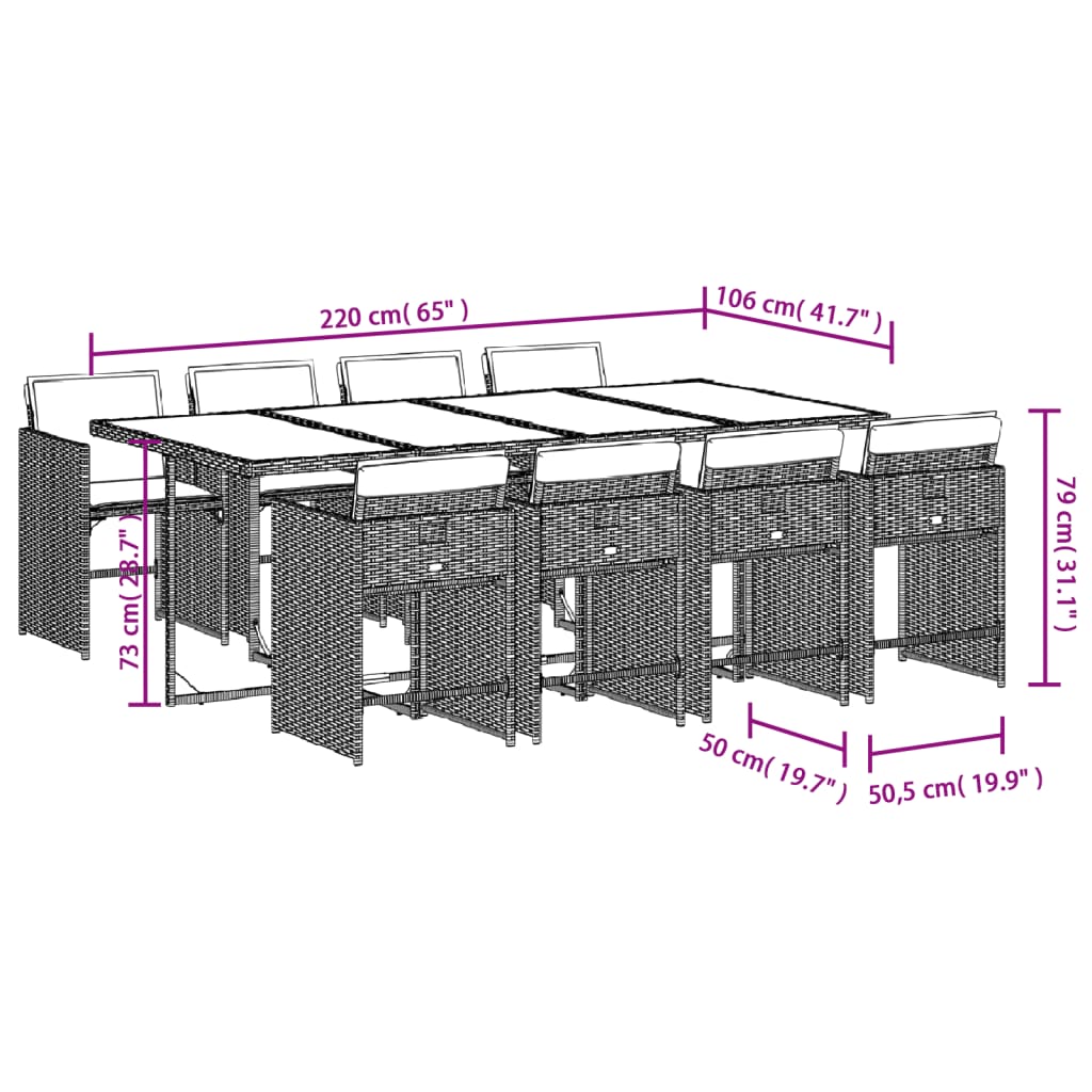 9-delige Tuinset poly rattan zwart Tuinsets | Creëer jouw Trendy Thuis | Gratis bezorgd & Retour | Trendy.nl