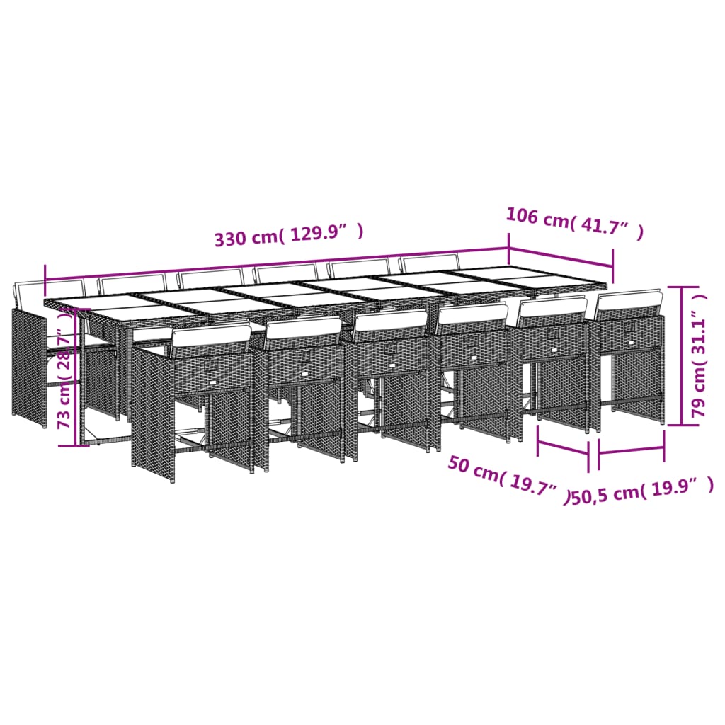 13-delige Tuinset met kussens poly rattan grijs Tuinsets | Creëer jouw Trendy Thuis | Gratis bezorgd & Retour | Trendy.nl