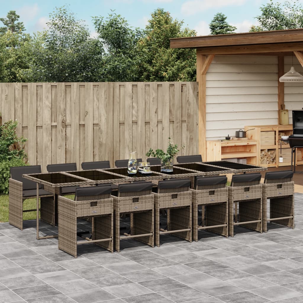 13-delige Tuinset met kussens poly rattan grijs Tuinsets | Creëer jouw Trendy Thuis | Gratis bezorgd & Retour | Trendy.nl