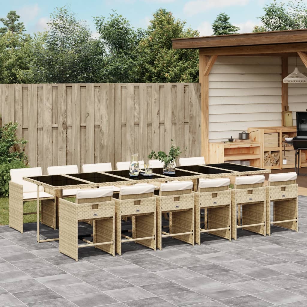 13-delige Tuinset met kussens poly rattan beige Tuinsets | Creëer jouw Trendy Thuis | Gratis bezorgd & Retour | Trendy.nl