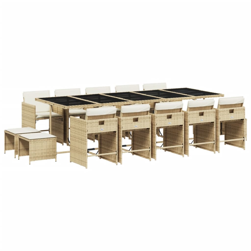 15-delige Tuinset met kussens poly rattan beige Tuinsets | Creëer jouw Trendy Thuis | Gratis bezorgd & Retour | Trendy.nl